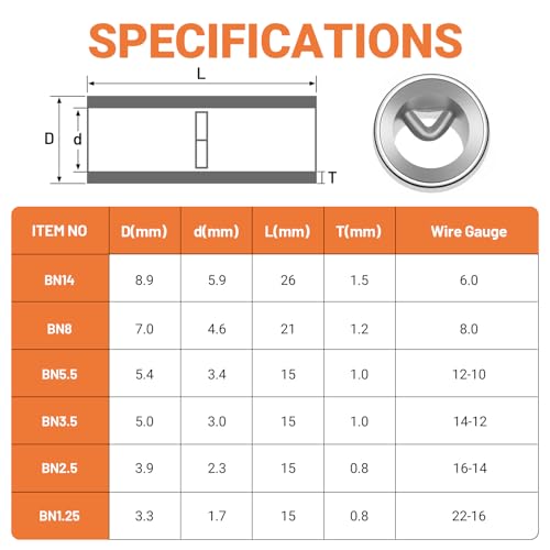 474 PCS-Red Copper Non Insulated Butt Connectors Kits with Heat Shrink,22-6 AWG Uninsulated Butt Connector for Electrical Wiring