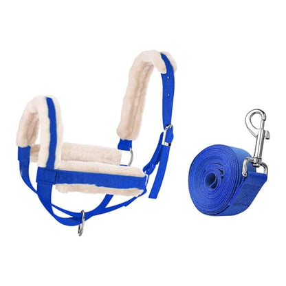 SM SunniMix Cattle Traction Halter with Bull Bridle Cow Halter Leading Rope Nylon Calf Halter Adjustable Training Harness Suitable for Foal Oxen - color: Blue S