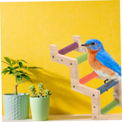 GANAZONO Wooden Parrot Ladder for Birds Natural Wood Climbing Ladder for Budgerigars and Cockatiels Easy to Install Bird Exercise for Play and Training