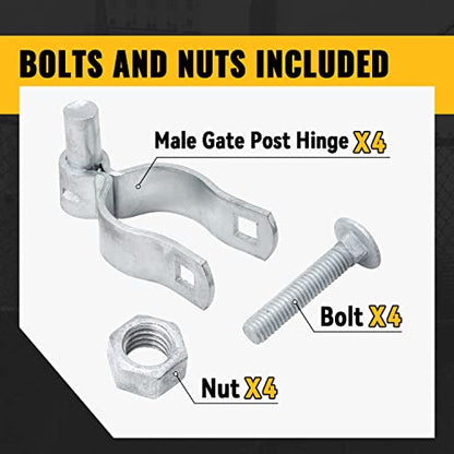 VIVIDA 1-5/8" Gate Post Hinge, Chain Link Fence Gate Hinge, for 1-5/8" OD Post/Pipe, Galvanized Steel, Chain Link Fence Hardware, 4 PCS - size: 1-5/8" (4 PCS)