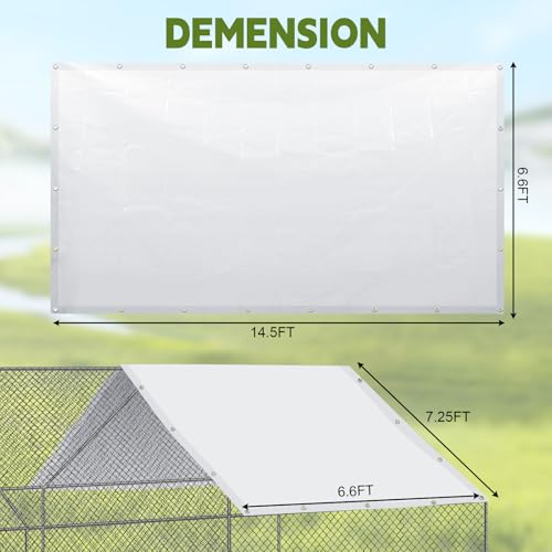 VitalCozy 1 Set Chicken Coop Cover Waterproof 14.5 x 6.6 ft Chicken Cover Coop Tarp with 25 Pcs Ball Bungees Cords, Accessories for Walk-in Run Pen, Outdoor, Yard - size: 15.9"L x 10.6"W x 3.9"H