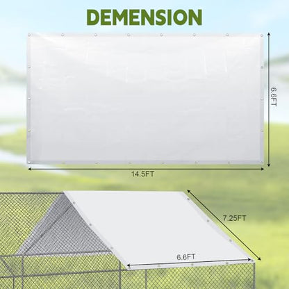 VitalCozy 1 Set Chicken Coop Cover Waterproof 14.5 x 6.6 ft Chicken Cover Coop Tarp with 25 Pcs Ball Bungees Cords, Accessories for Walk-in Run Pen, Outdoor, Yard - size: 15.9"L x 10.6"W x 3.9"H