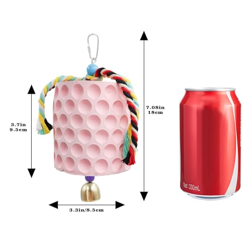 Chicken Coop Accessories, Chicken Beak Grinding Calcium Stone with Bell, Chicken Toys for Coop, Enrichment Toys for Hens, Ducks, Geese, Turkeys, Poultry - color: Pink