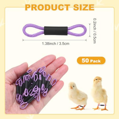 M METERXITY 50-Pack Adjustable Chick Leg Bands, 1.38" x 0.2" Polyester Chicken Leg Brace for Chicks/Ducks/Birds [Purple] Poultry Leg Bands - color: Purple