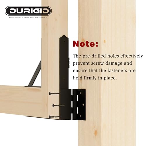 Wood Fence Gate Kit Gate Kits, Gate Frame Kit with Gravity Gate Latch, Wood Gate Hardware, Heavy Duty Fence Gate Kit with Corner Brace Brackets, Gate Kit for Wooden Fence, Black, 2 Set