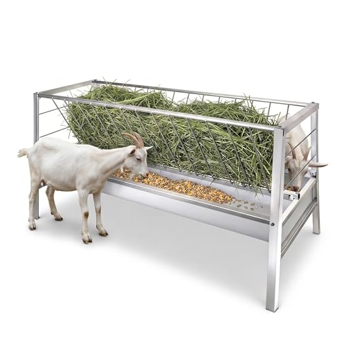 98Gal Pasture Hay Feeder, 2-in-1 Multi-Functional Livestock Feeder, Elevated & Stable Frame, Large Volume Container for Farm Ranch Kinds of Livestock