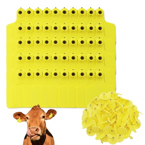 Blank Cattle Ear Tags 100 Pieces TPU Large Livestock Ear Tags Customized Identification Blank Tags for Sheep Cattle Calf Hog (Yellow) - color: Yellow