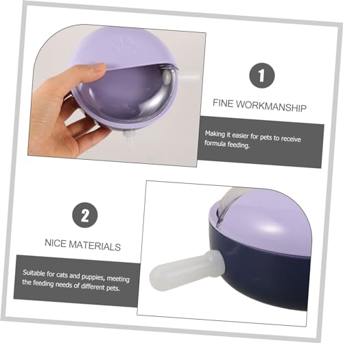 POPETPOP Puppy Feeder Bowl Detachable Bowl for Puppies Kittens Mimics Natural Nursing Posture Easy to Clean Stylish Purple Design for Multiple Pets