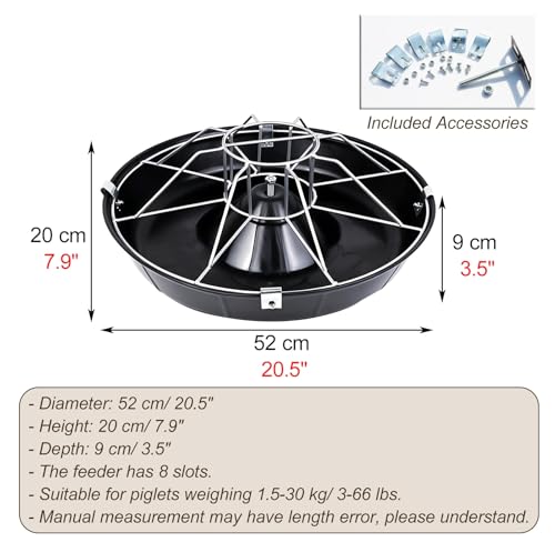 Anti-Waste Round Plastic Pig Feeder, Multi-Compartment Livestock Water Trough, Homestead Feed Trough for Piglet, Duck, Chicken, Rabbit(Double Rack,52cm/20.5"(8 Slots)) - color: Double Rack, size: 52cm/20.5"(8 Slots)