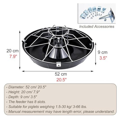 Anti-Waste Round Plastic Pig Feeder, Multi-Compartment Livestock Water Trough, Homestead Feed Trough for Piglet, Duck, Chicken, Rabbit(Double Rack,52cm/20.5"(8 Slots)) - color: Double Rack, size: 52cm/20.5"(8 Slots)
