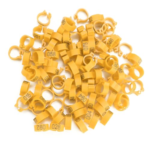 100PCS 8MM 001-100 Numbered Plastic Letter Pigeon Bird Leg Bands Rings, Bird Chicks Parrot Clip Rings Band (Yellow) - color: Yellow
