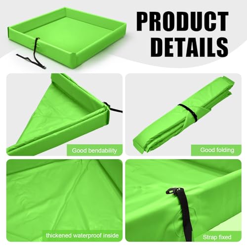 Wettarn Folding Duck Pond 4' x 4' Portable Spill Containment Berm Wall Containment Berm(Green) - color: Green, size: 4*4ft