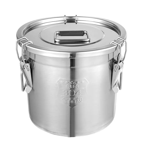 12L (3.17 Gal) Stainless Steel Food Storage Container with Lid, Airtight Locking Bucket for Rice, Flour, Pet Food - Food Grade 304, Commercial & Home Kitchen, 405 oz Capacity (3.17 gal) - size: 3.17 gal