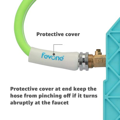 FEVONE 3 ft Leader Hose for Hose Reel | Flexible Hybrid Polymer, Kink Free, Heavy Duty Water Hose, 5/8 ID, 600 PSI, Leak-Proof, Aluminum 3/4 GHT Fittings - color: Green, size: 3FT
