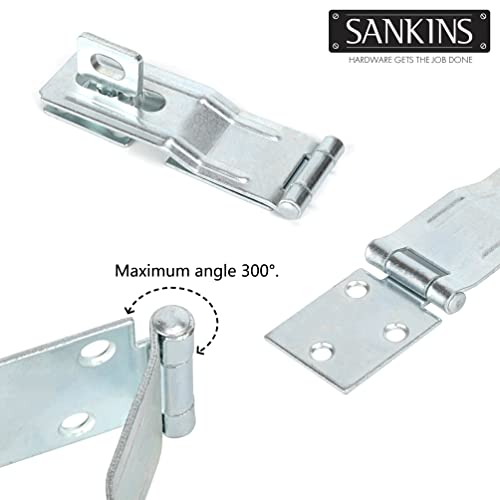 4-1/2" Swivel Staple Safety Hasps, Gate Door Hasp Latches Safety Packlock Clasp Locking with Twist Knob for Fence, Gate, Cabinet, in Zinc Plated, 2 Pack - color: Two Silver