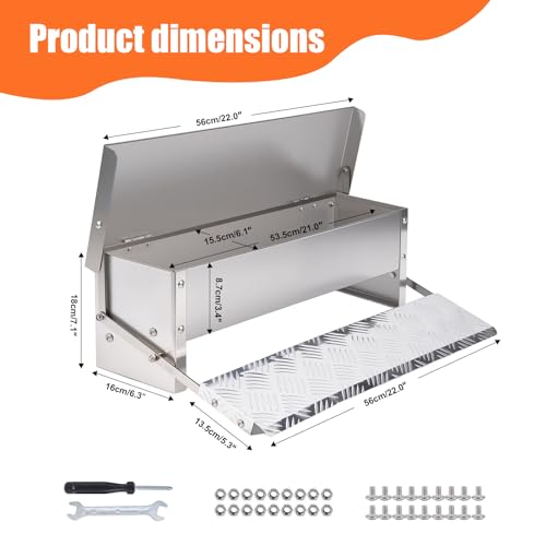 Chicken Feeder No Waste Rat Proof Automatic Treadle Feeder 15 Lbs | Poultry Feeder,Stainless Steel Material,Heavy Duty,With Lid & Legs,Weatherproof,Rainproof,Used for Outdoor & Chicken Coop