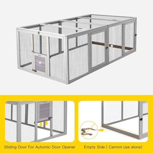 Aivituvin Chicken Coop Run Extension Rabbit Enclosure Outdoor Duck Hen Playpen - color: Grey, size: 79.0"L x 37.8"W x 20.7"H