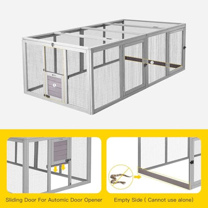 Aivituvin Chicken Coop Run Extension Rabbit Enclosure Outdoor Duck Hen Playpen - color: Grey, size: 79.0"L x 37.8"W x 20.7"H