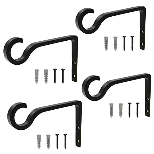 QIEGL 4Pack Hanging Plant Bracket 6inch Metal Plant Hook Shepherds Hook Decorative Wall Plant Hanger for Hanging Lanterns, Bird Feeder, Flower Basket, Home Decor Indoor & Outdoor (Black) - color: Black(4Pack), size: 6in Aluminum Alloy