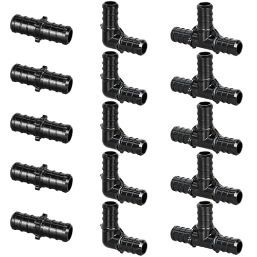 1/2" Poly PPSU Barb Crimp PEX Fitting, 15pcs PEX Fitting Combo, Elbows Tees Straight Couplings Set, No Lead - size: 1/2" Combo, 15pcs