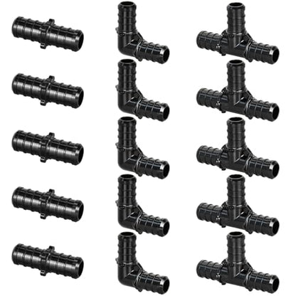 1/2" Poly PPSU Barb Crimp PEX Fitting, 15pcs PEX Fitting Combo, Elbows Tees Straight Couplings Set, No Lead - size: 1/2" Combo, 15pcs