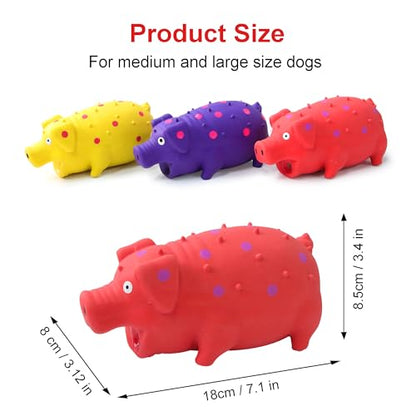 Squeaky Pig Dog Toys, Interactive Durable Latex Rubber that Oink Pig Chew Toy for Small Medium Large Dogs 3 Pack