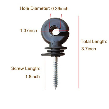 100Pcs Electric Fence Insulator Screw-in Insulator Fence Ring Wood Post Insulator with Insulator Socket Tool for Animal Husbandry Electronic System (Electric Fence Insulator - 100PCS) - style: Electric Fence Insulator - 100PCS