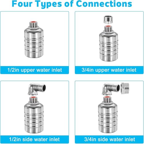 3 Pack Water Float Valve For Water Tank,1/2" to 3/4'' Fully Automatic Water Level Control Float Valve, 304 Stainless Steel Water Trough Float Valve For Water Tank Pool Livestock Troughs Distille - size: 3 Pack