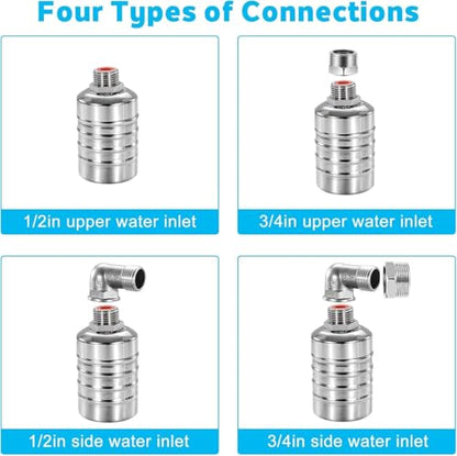 3 Pack Water Float Valve For Water Tank,1/2" to 3/4'' Fully Automatic Water Level Control Float Valve, 304 Stainless Steel Water Trough Float Valve For Water Tank Pool Livestock Troughs Distille - size: 3 Pack
