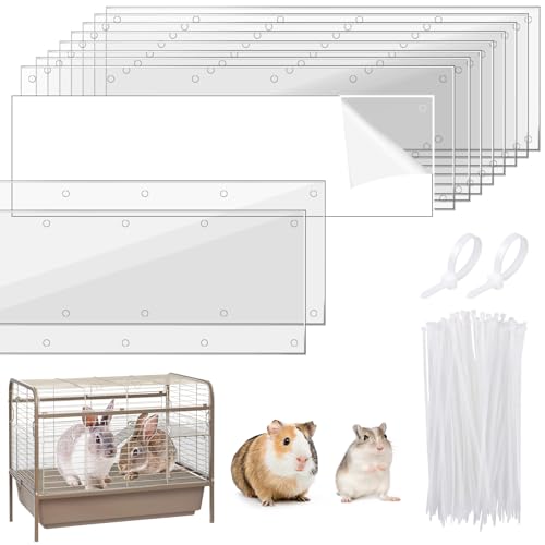 UNIFAMILY 10 Pcs Pet Cage Edge Liner Clear Urine Guard Side Lining, 14" x 4.5" Anti-Urine Splash Sheet for Ferret Rabbits Urine Guard Sheet Rat Critter Nation Cage Liner, Guinea Pig Cage Liners