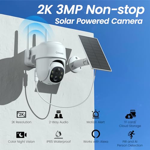 Cinnado 2K Cameras for Home Security-2.4G WiFi Outdoor Camera Wireless Solar/Battery Powered, 360° Viewing, Human Detection, Color Night Vision, Cloud/SD Storage B6 (B6-White-4pack-2.4G) - style: B6-White-4pack-2.4G