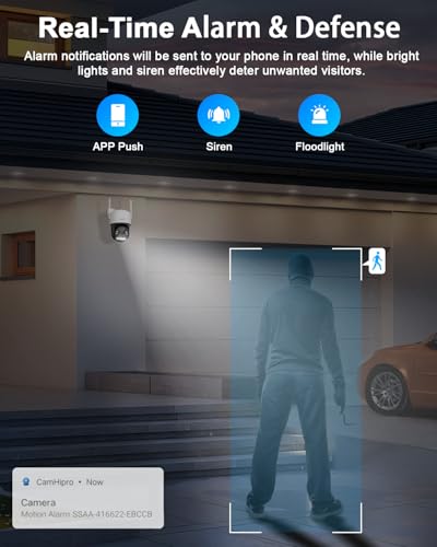 4K PTZ Security Camera Outdoor with Rapid 10X Hybrid Zoom, 355°Pan & 90° Tilt, True 8MP Dual-Lens WiFi Camera with Auto Tracking, AI Human/Vehicle/Pet Detection, Color Night Vision, RTSP