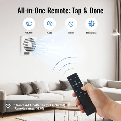 8" Room to Room Fan with Remote, 320CFM Through Wall Air Transfer Fan with Temperature Control, Reversible Airflow Design, 10 Speeds, Quiet Balance Exhaust Vent for Bedroom, Laundry,Kitchen - color: 1PCS