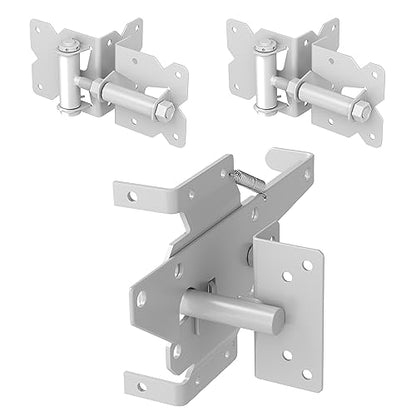 ZEKOO Stainless Steel Vinyl Fence Gate kit, Self Closing Gate Hinges and Latch, Rust Proof, Use for Vinyl Fence Gate and Wood Fences Gate, Heavy Duty 1 Gate Latch 2 Gate Hinges (White) - color: White One Set