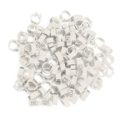 100PCS 8MM 001-100 Numbered Plastic Letter Pigeon Bird Leg Bands Rings, Bird Chicks Parrot Clip Rings Band (White) - color: White