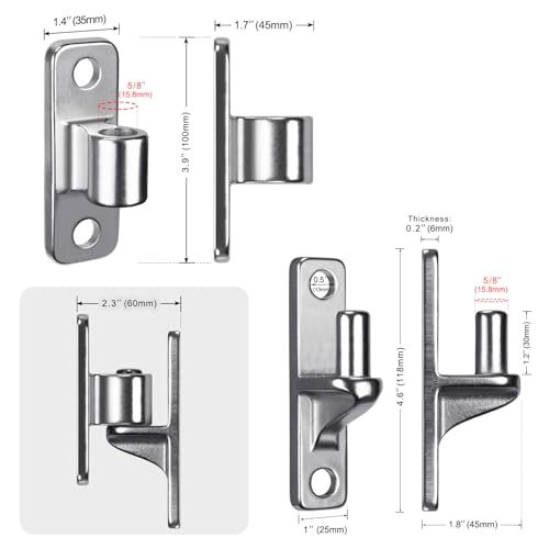 Insaga 304 Stainless Steel Gate Hinges 2 Pack, Heavy Duty Wall Mount Hinges with 5/8" Pin, One-Piece Casting Farm & Chain Link Fence Gate Hardware - color: Silver-SS-2Pack