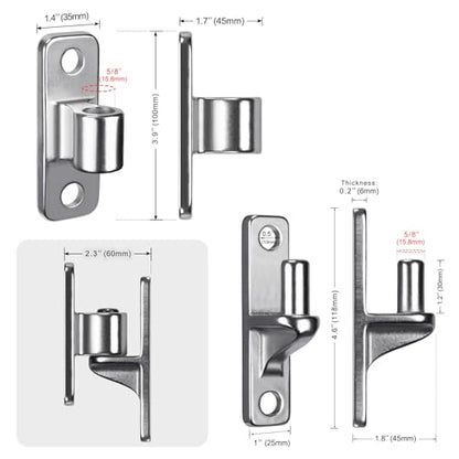 Insaga 304 Stainless Steel Gate Hinges 2 Pack, Heavy Duty Wall Mount Hinges with 5/8" Pin, One-Piece Casting Farm & Chain Link Fence Gate Hardware - color: Silver-SS-2Pack