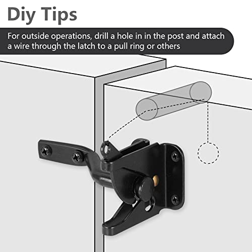 HOME MASTER HARDWARE Gate Latch for Wooden Fence Gates, Self-Locking Gate Latches, Heavy Duty Wood Door Hardware Kit for Outdoor Farm Garden Yard Pool
