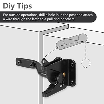 HOME MASTER HARDWARE Gate Latch for Wooden Fence Gates, Self-Locking Gate Latches, Heavy Duty Wood Door Hardware Kit for Outdoor Farm Garden Yard Pool