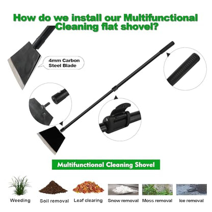 Floor Scraper, Garden Scraper Shovel, Cleaning Remove Tool With 88in Long Handle,Sturdy Tile Scraper for Ice, Tiles, Ceiling, Concrete, Tape, Glue - Heavy Duty Sharp Blade (4mm Thickness)