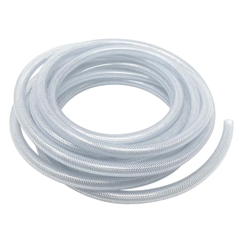 Gloxco Clear Braided PVC Tubing, Food Grade, Heavy Duty Reinforced Hose, 1/4" ID, 25 Ft Length - size: 1/4" x 25 Ft