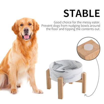 Raised/Elevated Ceramic Dog Bowl for Medium Large Sized Breeds,Large Dog Food Water Bowl with Stand,8 in Non Slip Heavy Weighted 1800ml/ 7.6 Cups/60 OZ Marble Grey - color: Marble Grey, size: 8 in