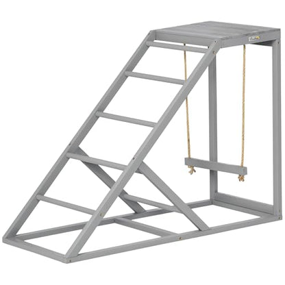 PawHut Chicken Activity Play for Healthy & Happy Animals, Swing Set with Chicken Perches & Hen Ladder, Coop Toy, Gray - color: Grey