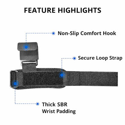 Weight Lifting Hooks with Wrist Straps – Heavy Duty Neoprene Padded Hook & Loop Closure with Palm Guard for Deadlifts, Powerlifting, Bodybuilding & Pull Ups (Pair)