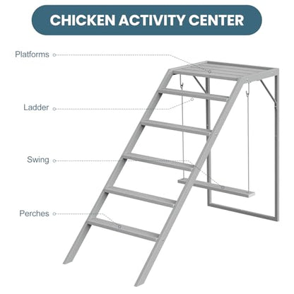 Chicken Coop, Chicken Perches with Swing, Chicken Roosting Bars, Chicken Activity Play Toys, Wooden Chicken Ladder for Pet's Healthy & Happy, Suitable for Backyard Farm