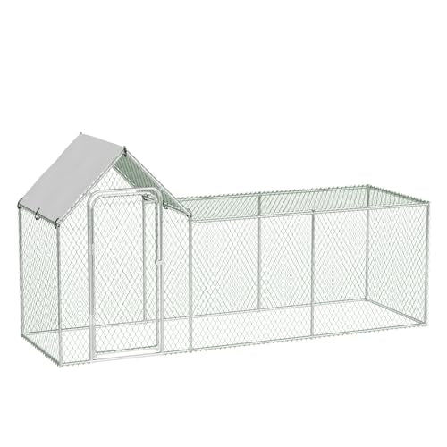 GarveeTech Metal Chicken Run – 10'L x 3.3'W x 5'H Walk-in Duck Run with Waterproof & Anti-UV Cover, Large Chicken Coop with Run 8-10 Chickens, Ducks, Rabbits – Outdoor Pet Enclosure