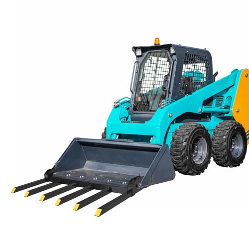 Clamp On Debris Forks 60" Bucket, 4000 lbs Capacity Heavy Duty Clamp On Pallet Forks Bucket Attachments, Fit for Loader Bucket Skidsteer Tractor - size: 60 inch Debris Forks2