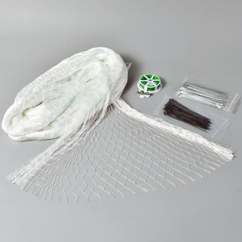 50'x50' White Polyester Bird Netting with 1" Square Mesh, Strong and Durable Chicken Coop Roof Netting, Protect Your Poultry from Hawks, Great for Gardens, Fences and Fruit Tree - size: 50X50FT-1''
