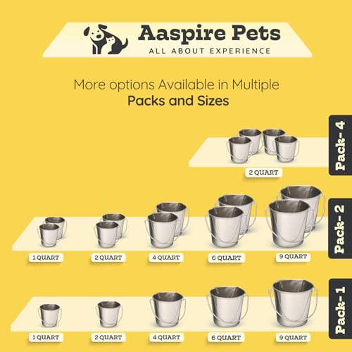 Flat Side Stainless Steel Bucket 4 Quart Hanging Feeding Pail for XL Dogs Cats Goats Sheep, Fits Kennel Cage Compatible, Heavy Duty Food and Water Feeder, 1 Gallon Silver Buckets 2 Pack - size: 4 Quart (Pack of 2)