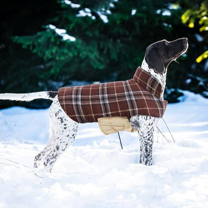 Kuoser Warm Dog Coat, Waterproof Dog Jacket for Extra Large Dogs, Adjustable Durable XL Doggie Winter Coat Reversible Cozy Puppy Cold Weather Apparel from Small to Large Breed, Brown XL - color: Brown, size: X-Large (Pack of 1)